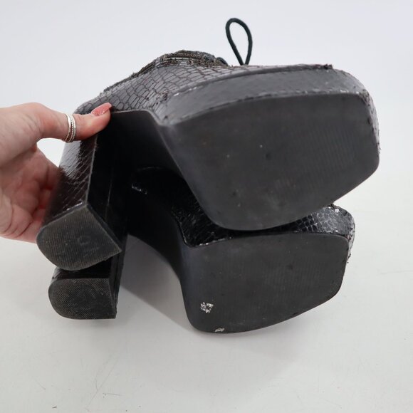 Mia Gilly Platform Heels Womens 8M Black Y2K Strappy Snakeskin Edgy Clubbing 90s - Picture 5 of 11